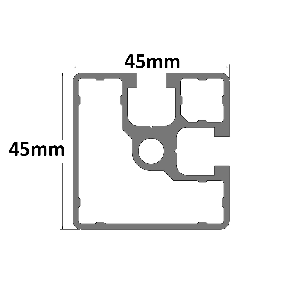 10-4545S2A-0-12IN MODULAR SOLUTIONS EXTRUDED PROFILE<br>45MM X 45MM 2G SMOOTH SIDES ADJACENT, CUT TO THE LENGTH OF 12 INCH